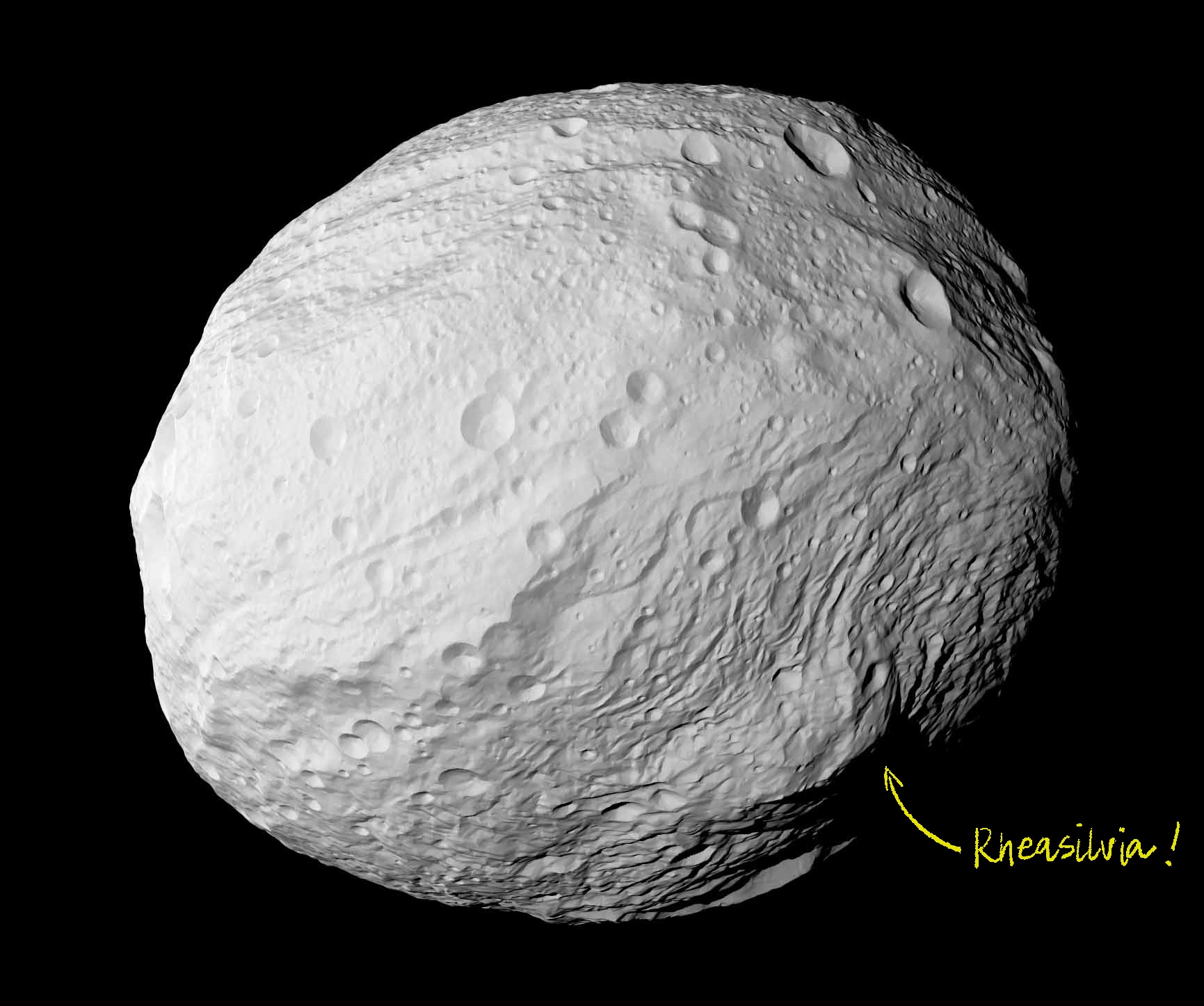 A composite image of Vesta 4, showing Rheasilvia's bump on its south pole.