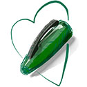 A green Pentel Rolling Writer's cap, encapsulated in a variable-width heart outline.